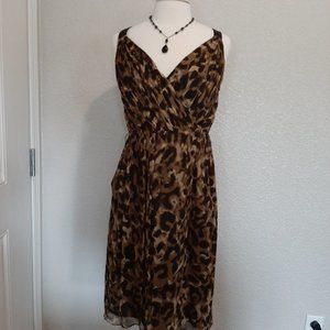 NWT Jones New York Cheetah Pattern Silk Midi Dress